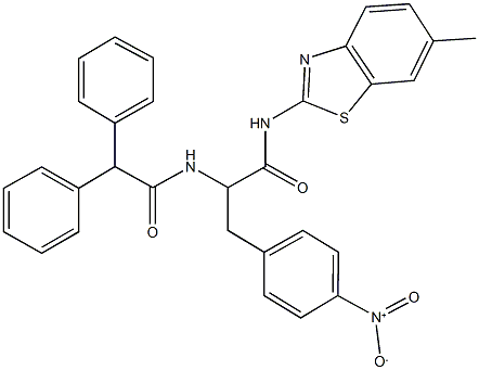 2-[(diphenylacetyl)amino]-3-{4-nitrophenyl}-N-(6-methyl-1,3-benzothiazol-2-yl)propanamide 结构式