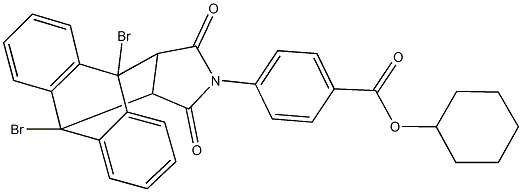 cyclohexyl 4-(1,8-dibromo-16,18-dioxo-17-azapentacyclo[6.6.5.0~2,7~.0~9,14~.0~15,19~]nonadeca-2,4,6,9,11,13-hexaen-17-yl)benzoate 结构式