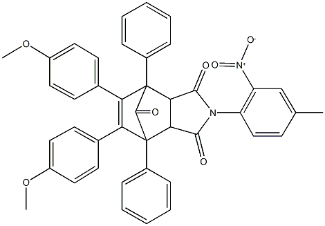 4-{2-nitro-4-methylphenyl}-8,9-bis(4-methoxyphenyl)-1,7-diphenyl-4-azatricyclo[5.2.1.0~2,6~]dec-8-ene-3,5,10-trione 结构式