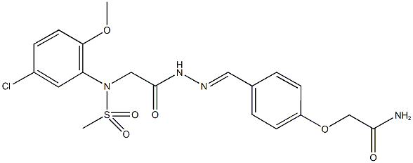 2-[4-(2-{[5-chloro-2-methoxy(methylsulfonyl)anilino]acetyl}carbohydrazonoyl)phenoxy]acetamide 结构式