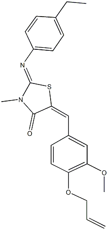 5-[4-(allyloxy)-3-methoxybenzylidene]-2-[(4-ethylphenyl)imino]-3-methyl-1,3-thiazolidin-4-one 结构式