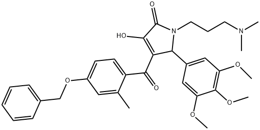 4-[4-(benzyloxy)-2-methylbenzoyl]-1-[3-(dimethylamino)propyl]-3-hydroxy-5-(3,4,5-trimethoxyphenyl)-1,5-dihydro-2H-pyrrol-2-one 结构式