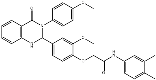 N-(3,4-dimethylphenyl)-2-{2-methoxy-4-[3-(4-methoxyphenyl)-4-oxo-1,2,3,4-tetrahydro-2-quinazolinyl]phenoxy}acetamide 结构式