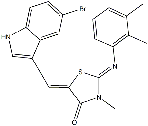 5-[(5-bromo-1H-indol-3-yl)methylene]-2-[(2,3-dimethylphenyl)imino]-3-methyl-1,3-thiazolidin-4-one 结构式