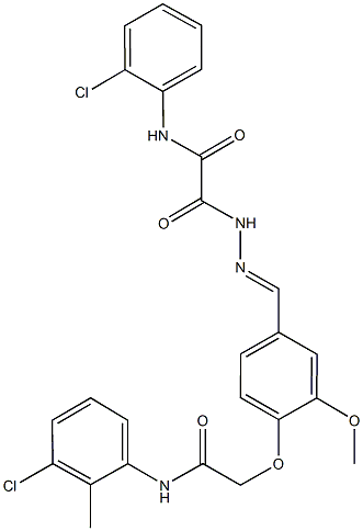2-(2-{4-[2-(3-chloro-2-methylanilino)-2-oxoethoxy]-3-methoxybenzylidene}hydrazino)-N-(2-chlorophenyl)-2-oxoacetamide 结构式
