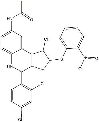 N-[1-chloro-4-(2,4-dichlorophenyl)-2-({2-nitrophenyl}sulfanyl)-2,3,3a,4,5,9b-hexahydro-1H-cyclopenta[c]quinolin-8-yl]acetamide 结构式