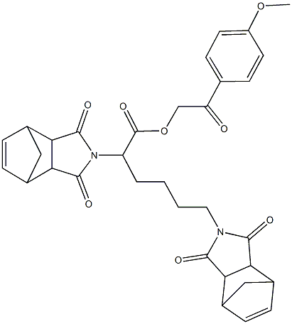 2-(4-methoxyphenyl)-2-oxoethyl 2,6-bis(3,5-dioxo-4-azatricyclo[5.2.1.0~2,6~]dec-8-en-4-yl)hexanoate 结构式