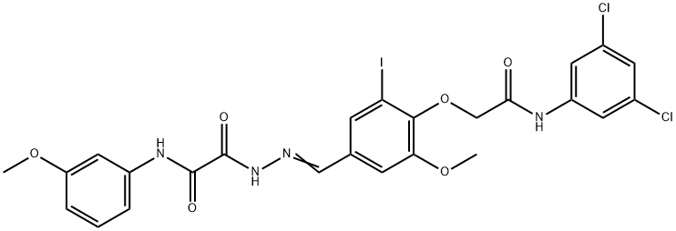 2-(2-{4-[2-(3,5-dichloroanilino)-2-oxoethoxy]-3-iodo-5-methoxybenzylidene}hydrazino)-N-(3-methoxyphenyl)-2-oxoacetamide 结构式