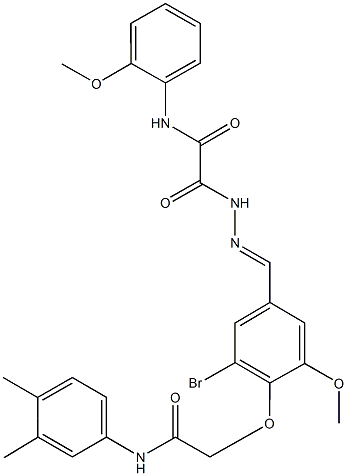 2-(2-{3-bromo-4-[2-(3,4-dimethylanilino)-2-oxoethoxy]-5-methoxybenzylidene}hydrazino)-N-(2-methoxyphenyl)-2-oxoacetamide 结构式