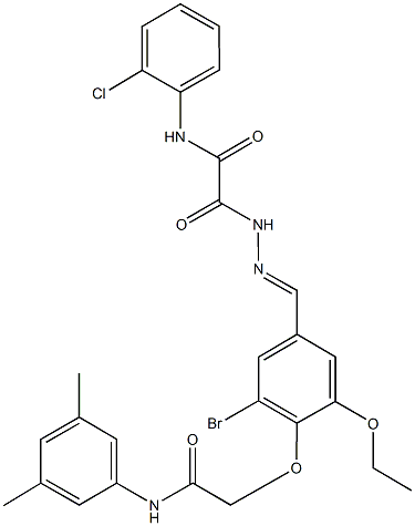 2-(2-{3-bromo-4-[2-(3,5-dimethylanilino)-2-oxoethoxy]-5-ethoxybenzylidene}hydrazino)-N-(2-chlorophenyl)-2-oxoacetamide 结构式