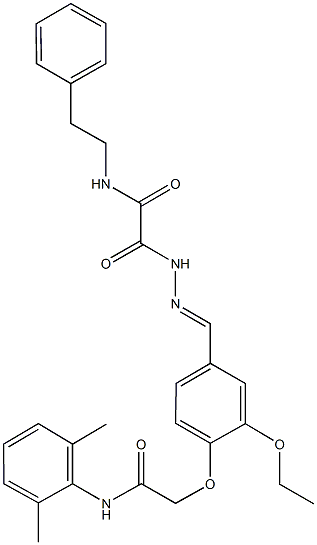 2-(2-{4-[2-(2,6-dimethylanilino)-2-oxoethoxy]-3-ethoxybenzylidene}hydrazino)-2-oxo-N-(2-phenylethyl)acetamide 结构式