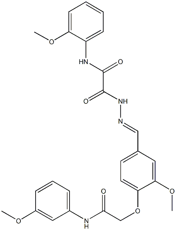 2-(2-{3-methoxy-4-[2-(3-methoxyanilino)-2-oxoethoxy]benzylidene}hydrazino)-N-(2-methoxyphenyl)-2-oxoacetamide 结构式