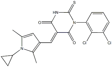 5-[(1-cyclopropyl-2,5-dimethyl-1H-pyrrol-3-yl)methylene]-1-(2,3-dichlorophenyl)-2-thioxodihydro-4,6(1H,5H)-pyrimidinedione 结构式