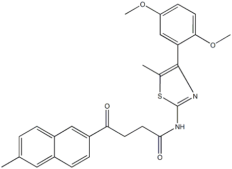 N-[4-(2,5-dimethoxyphenyl)-5-methyl-1,3-thiazol-2-yl]-4-(6-methyl-2-naphthyl)-4-oxobutanamide 结构式
