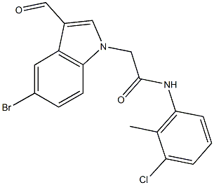 2-(5-bromo-3-formyl-1H-indol-1-yl)-N-(3-chloro-2-methylphenyl)acetamide 结构式