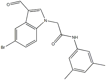 2-(5-bromo-3-formyl-1H-indol-1-yl)-N-(3,5-dimethylphenyl)acetamide 结构式