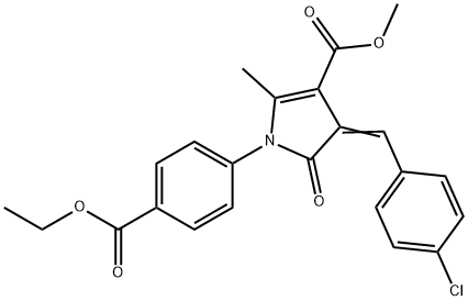 methyl 4-(4-chlorobenzylidene)-1-[4-(ethoxycarbonyl)phenyl]-2-methyl-5-oxo-4,5-dihydro-1H-pyrrole-3-carboxylate 结构式