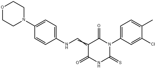 1-(3-chloro-4-methylphenyl)-5-{[4-(4-morpholinyl)anilino]methylene}-2-thioxodihydro-4,6(1H,5H)-pyrimidinedione 结构式