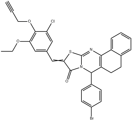 7-(4-bromophenyl)-10-[3-chloro-5-ethoxy-4-(2-propynyloxy)benzylidene]-5,7-dihydro-6H-benzo[h][1,3]thiazolo[2,3-b]quinazolin-9(10H)-one 结构式