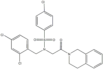 4-chloro-N-(2,4-dichlorobenzyl)-N-[2-(3,4-dihydro-2(1H)-isoquinolinyl)-2-oxoethyl]benzenesulfonamide 结构式