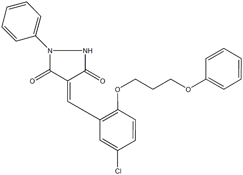 4-[5-chloro-2-(3-phenoxypropoxy)benzylidene]-1-phenyl-3,5-pyrazolidinedione 结构式