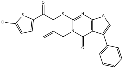 3-allyl-2-{[2-(5-chloro-2-thienyl)-2-oxoethyl]sulfanyl}-5-phenylthieno[2,3-d]pyrimidin-4(3H)-one 结构式