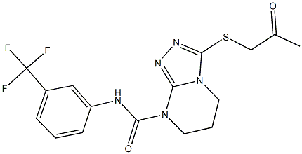 3-[(2-oxopropyl)sulfanyl]-N-[3-(trifluoromethyl)phenyl]-6,7-dihydro[1,2,4]triazolo[4,3-a]pyrimidine-8(5H)-carboxamide 结构式