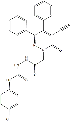 N-(4-chlorophenyl)-2-[(5-cyano-6-oxo-3,4-diphenyl-1(6H)-pyridazinyl)acetyl]hydrazinecarbothioamide 结构式