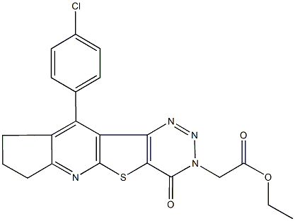 ethyl [10-(4-chlorophenyl)-4-oxo-4,7,8,9-tetrahydro-3H-cyclopenta[5',6']pyrido[3',2':4,5]thieno[3,2-d][1,2,3]triazin-3-yl]acetate 结构式