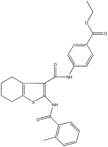 ethyl 4-[({2-[(2-methylbenzoyl)amino]-4,5,6,7-tetrahydro-1-benzothien-3-yl}carbonyl)amino]benzoate 结构式