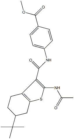 methyl 4-({[2-(acetylamino)-6-tert-butyl-4,5,6,7-tetrahydro-1-benzothien-3-yl]carbonyl}amino)benzoate 结构式