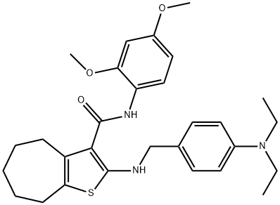 2-{[4-(diethylamino)benzyl]amino}-N-(2,4-dimethoxyphenyl)-5,6,7,8-tetrahydro-4H-cyclohepta[b]thiophene-3-carboxamide 结构式