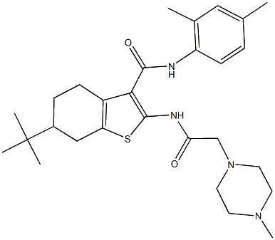 6-tert-butyl-N-(2,4-dimethylphenyl)-2-{[(4-methylpiperazin-1-yl)acetyl]amino}-4,5,6,7-tetrahydro-1-benzothiophene-3-carboxamide 结构式