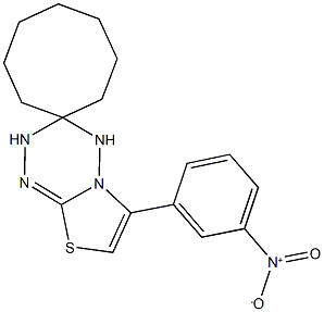 6-(3-nitrophenyl)-3,4-dihydrospiro(2H-[1,3]thiazolo[3,2-b][1,2,4,5]tetraazine-3,1'-cyclooctane) 结构式