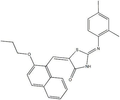 2-[(2,4-dimethylphenyl)imino]-5-[(2-propoxy-1-naphthyl)methylene]-1,3-thiazolidin-4-one 结构式