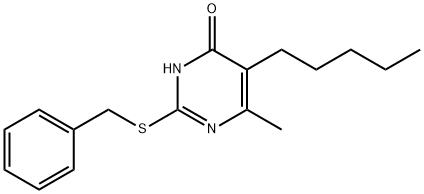 2-(benzylsulfanyl)-6-methyl-5-pentyl-4(3H)-pyrimidinone 结构式