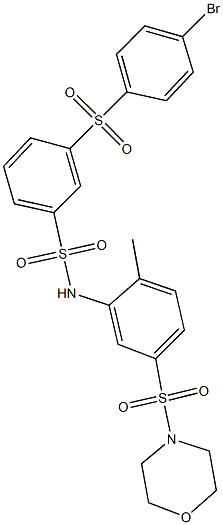 3-[(4-bromophenyl)sulfonyl]-N-[2-methyl-5-(4-morpholinylsulfonyl)phenyl]benzenesulfonamide 结构式