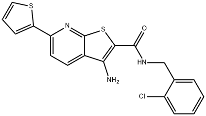 3-amino-N-(2-chlorobenzyl)-6-thien-2-ylthieno[2,3-b]pyridine-2-carboxamide 结构式