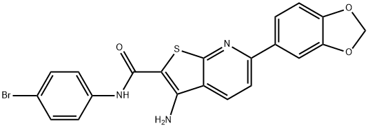 3-amino-6-(1,3-benzodioxol-5-yl)-N-(4-bromophenyl)thieno[2,3-b]pyridine-2-carboxamide 结构式