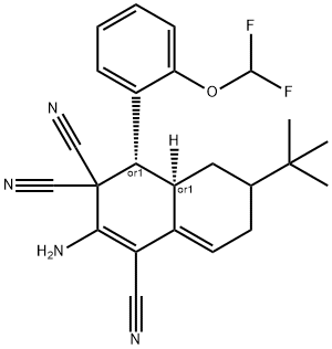 2-amino-6-tert-butyl-4-[2-(difluoromethoxy)phenyl]-4a,5,6,7-tetrahydro-1,3,3(4H)-naphthalenetricarbonitrile 结构式