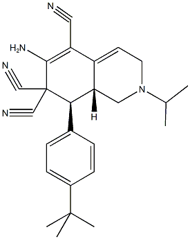 6-amino-8-(4-tert-butylphenyl)-2-isopropyl-2,3,8,8a-tetrahydro-5,7,7(1H)-isoquinolinetricarbonitrile 结构式