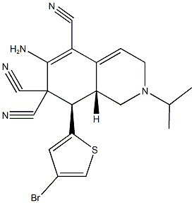 6-amino-8-(4-bromo-2-thienyl)-2-isopropyl-2,3,8,8a-tetrahydro-5,7,7(1H)-isoquinolinetricarbonitrile 结构式