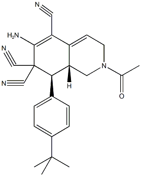 2-acetyl-6-amino-8-(4-tert-butylphenyl)-2,3,8,8a-tetrahydro-5,7,7(1H)-isoquinolinetricarbonitrile 结构式