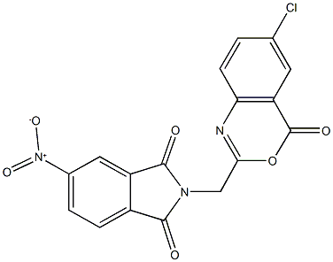 2-[(6-chloro-4-oxo-4H-3,1-benzoxazin-2-yl)methyl]-5-nitro-1H-isoindole-1,3(2H)-dione 结构式