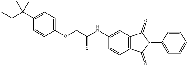 N-(1,3-dioxo-2-phenyl-2,3-dihydro-1H-isoindol-5-yl)-2-(4-tert-pentylphenoxy)acetamide 结构式