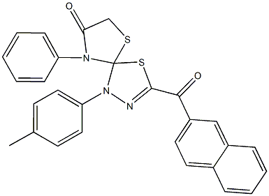 1-(4-methylphenyl)-3-(2-naphthoyl)-9-phenyl-4,6-dithia-1,2,9-triazaspiro[4.4]non-2-en-8-one 结构式