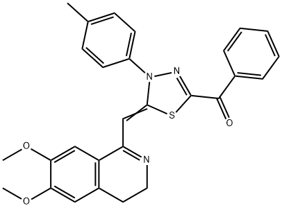 [5-[(6,7-dimethoxy-3,4-dihydro-1-isoquinolinyl)methylene]-4-(4-methylphenyl)-4,5-dihydro-1,3,4-thiadiazol-2-yl](phenyl)methanone 结构式