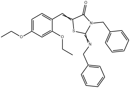3-benzyl-2-(benzylimino)-5-(2,4-diethoxybenzylidene)-1,3-thiazolidin-4-one 结构式
