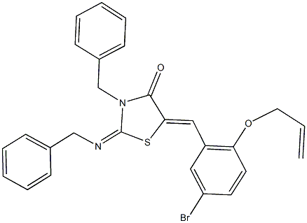 5-[2-(allyloxy)-5-bromobenzylidene]-3-benzyl-2-(benzylimino)-1,3-thiazolidin-4-one 结构式
