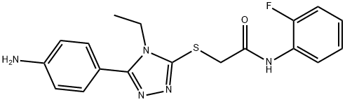 2-{[5-(4-aminophenyl)-4-ethyl-4H-1,2,4-triazol-3-yl]sulfanyl}-N-(2-fluorophenyl)acetamide 结构式